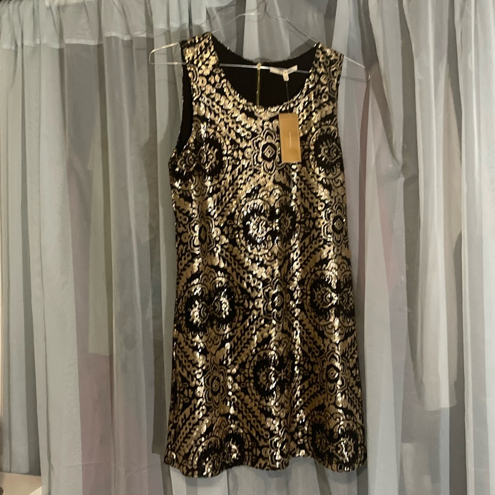 Gold and Black Sparkly Francesca’s Mini Dress